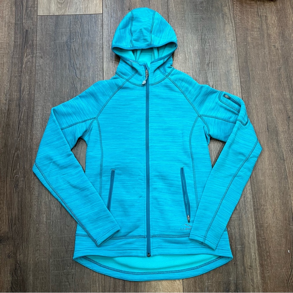 L.L. Bean fleece lined teal hooded zip up
